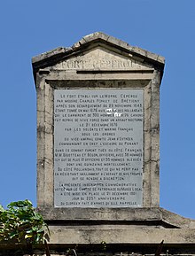 Stèle de 1901 élevée au Fort Cépérou pour célébrer la reprise de la place par les forces françaises en 1676.