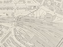 Chalk Farm station on an 1895 Ordnance Survey map Chalk Farn railway station, 1895.jpg
