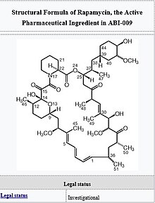 Chemical structure of rapamycin, a pharmaceutical under evaluation for its effects on longevity Chemical Structure.jpg