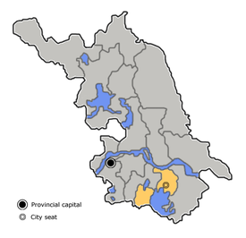 Location of Wuxi City jurisdiction in Jiangsu