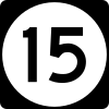 The default state route marker in the United States--now used by only five states for their primary routes. Circle sign 15.svg