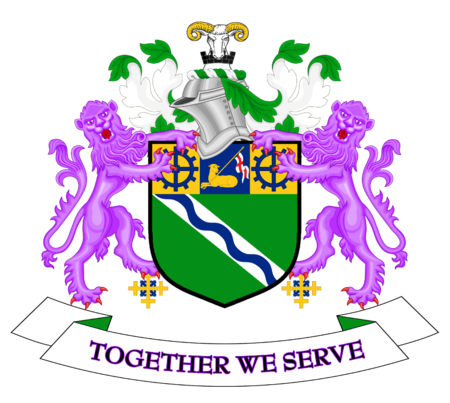 The coat of arms of Kirklees Borough Council Coat of arms of Kirklees Metropolitan Borough Council.png