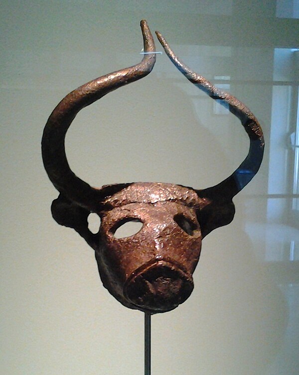 Bull's head, made of copper in the early period of Dilmun (ca. 2000 BC), discovered by Danish archeologists under Barbar Temple, Bahrain.