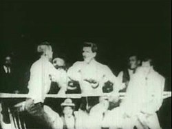 Surviving footage from Corbett and Courtney Before the Kinetograph, a short film of an 1894 boxing match Corbett and Courtney Before the Kinetograph screenshot.jpg
