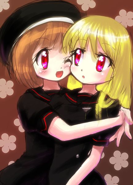 An example of yuri-inspired artwork. Works depicting intimate relationships between school classmates are common in the yuri genre.