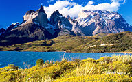 View of Cuernos del Paine in Torres del Paine National Park