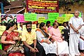 Prof. K.B. Unnithan speaks at S.R.V Music school strike against the school termination, coordinated by D.F.M.F Trust