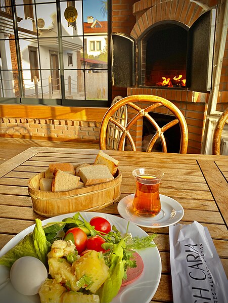 File:Dalyan, Turkey March 2022 - Fireside Breakfast.jpg