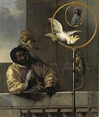 Boy with Parrots and Monkeys