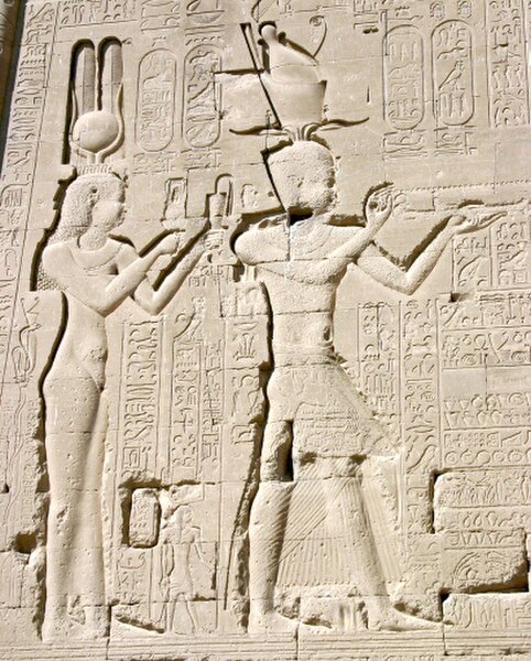 The Ptolemaic Queen Cleopatra VII and her son by Julius Caesar, Caesarion, at the Temple of Dendera