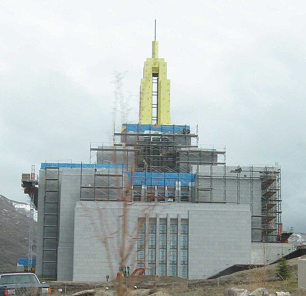 The Draper Utah Temple under construction in March 2008