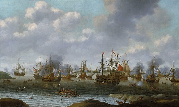 The painting Dutch attack on the Medway, June 1667 by Pieter Cornelisz van Soest, painted c. 1667 shows the captured Royal Charles, right of centre