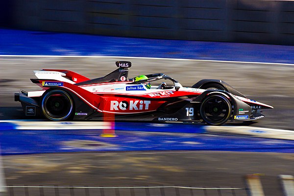 A 2020 Formula E car, driven by Felipe Massa