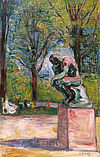 Edvard Munch, Le Penseur de Rodin dans le parc du Docteur Linde à Lübeck, 1907 .jpg