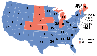1940 electoral vote results ElectoralCollege1940.svg