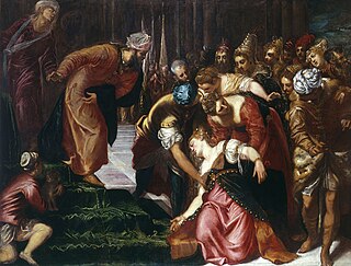 <i>Esther before Ahasuerus</i> Painting by Jacopo Tintoretto