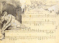 Autograph of the first pianopiece "Januar" from the Cycle "Das Jahr" by Fanny Hensel with illustration by Wilhelm Hensel