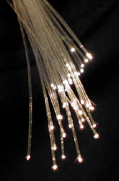 Fiber-optic cables are used to transmit light from one computer/network node to another.