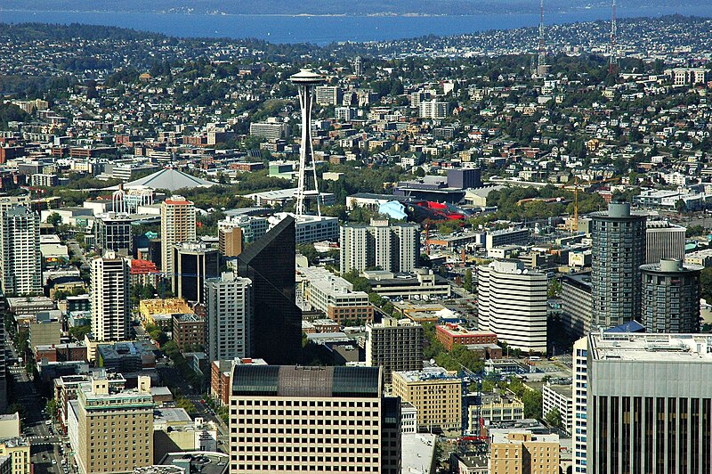 File:Field of buildings with the pagoda (Japanese Temple to Buddha) inspired Space Needle, Seattle, Washington.jpg