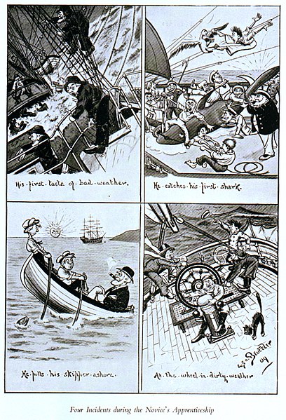 File:Four Incidents during the Novice's Apprenticeship (caricature) RMG PU4713.jpg