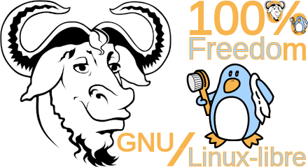 The GNU logo with Freedo, Linux-libre's mascot