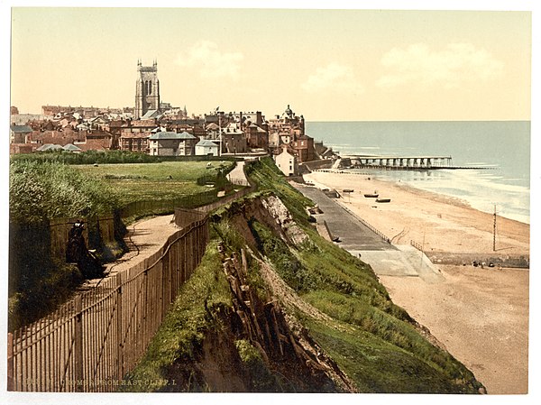 A late 19th-century postcard of the view from the East Cliff