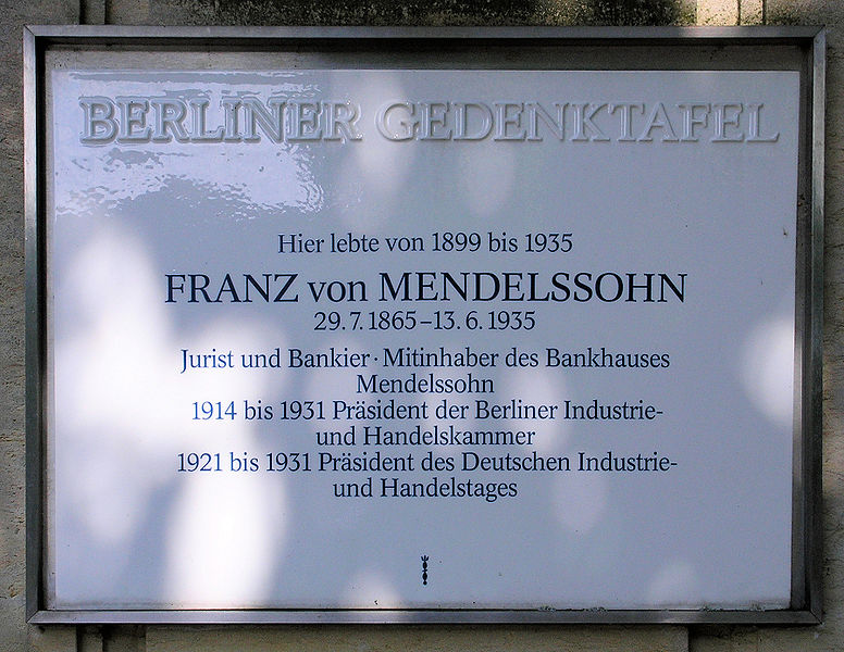 File:Gedenktafel Bismarckallee 23 (Grunew) Franz von Mendelssohn.JPG