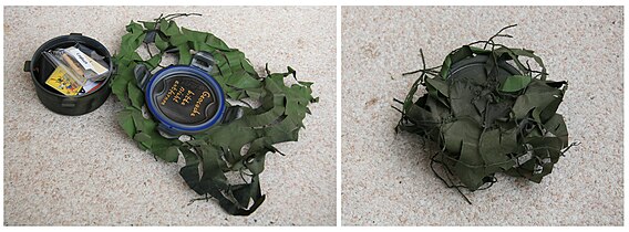 Geocache with camouflage net