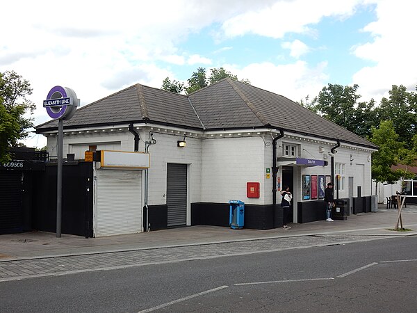 Station entrance seen in May 2022