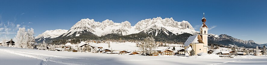 Panorama of Going while snowy