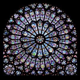 English: North Rose window, in Rayonnant Gothic style