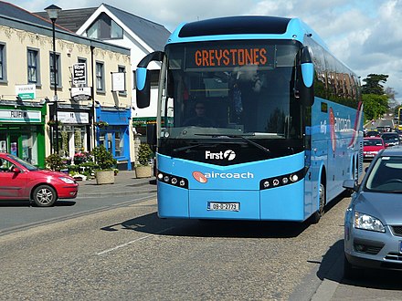 Aircoach Jonckheere SHV bodied Volvo with destination of Greystones in Shankill