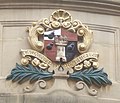 The coat of arms as shown in the Guildhall, with the "modern" placed over the "ancient"