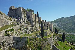 Klis Fortress in the hinterland of town of Split was one of the places that saw action during the First Mongol invasion of Hungary in 1242. HR-Festung-Klis-07.jpg