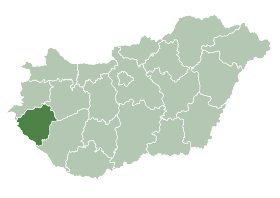 Karta Mađarske sa pozicijom Županije Zala