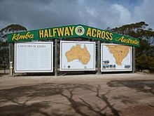 'Halfway Across Australia' sign at Kimba