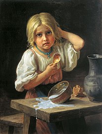 "Bauernmädchen" (Sie vergoss Milch), (1876), Öl auf Leinwand - Regionales Kunstmuseum Tomsk.