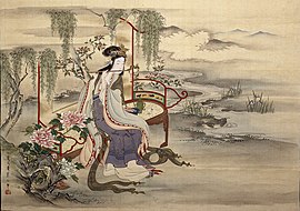 일본 에도 시대의 화가 호소다 에이시가 그린 양귀비 초상화