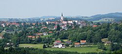 Hutthurm von Büchlberg aus gesehen