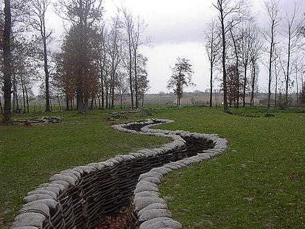 Restored trenches in Ypres in western Belgium; three battles were fought in the region during the war