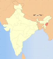भारत के मानचित्र पर मणिपुर  মনিপুর
