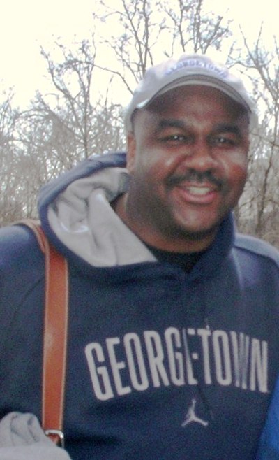 John Thompson III outside McDonough Gymnasium on March 26, 2007, following his return to the Georgetown University campus after defeating North Caroli