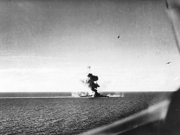 Kumano under attack, 26 October 1944