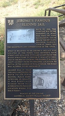 Plaque located at the sliding jail site