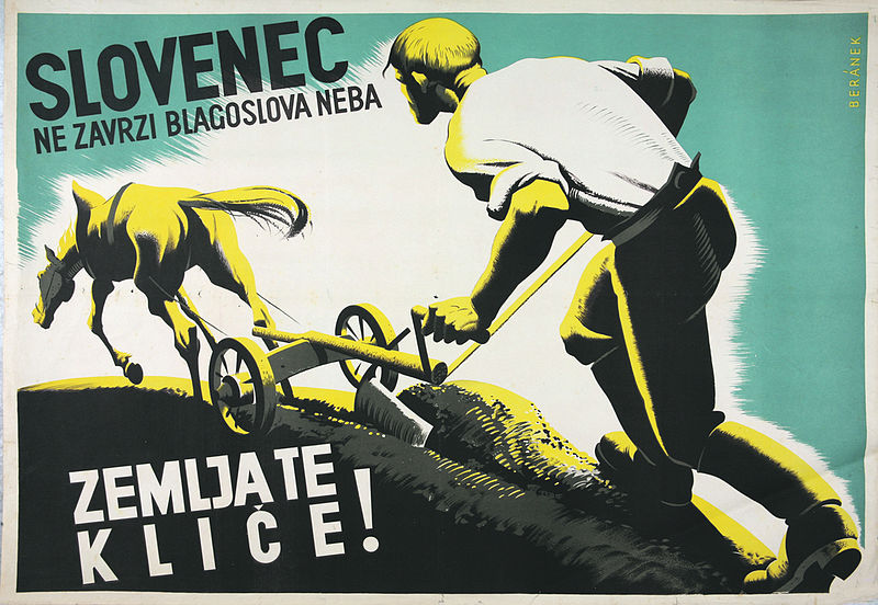 File:Jože Beranek - Plakat Slovenec ne zavrzi blagoslova neba.jpeg