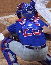 Lucroy with the Cubs in 2019 Jonathan Lucroy (48537076446) (cropped).jpg