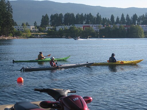 Kayakers on Long Lake from Long Lake Waterfront B^B Nanaimo BC Vancouver Island - panoramio