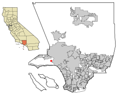 Topanga okulunun California ve Los Angeles County'deki konumu