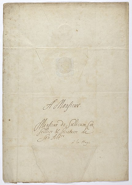 File:Letter from Johan Maurits to Constantijn Huygens Mauritshuis 1130 (outside).jpg