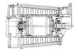 TR–1 sugárhajtómű kompresszorának metszetrajza